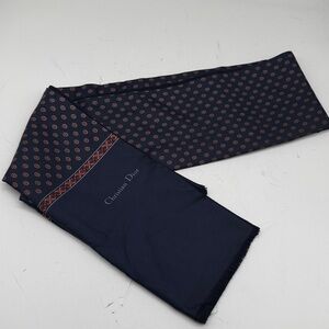 Christian Dior Navy and Red Patterned Scarf